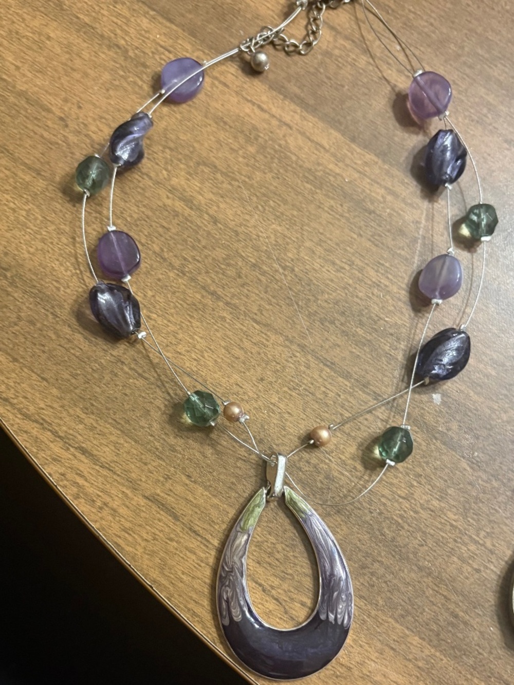 Open Teardrop Shaped Purple Enamel 19" Necklace-Lane Bryant 2012